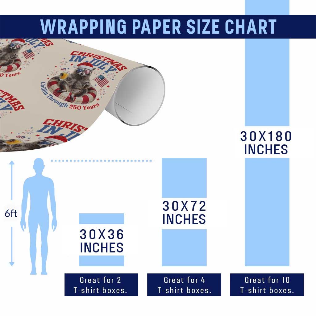 Raccoon 250th Anniversary Wrapping Paper Roll Christmas in July