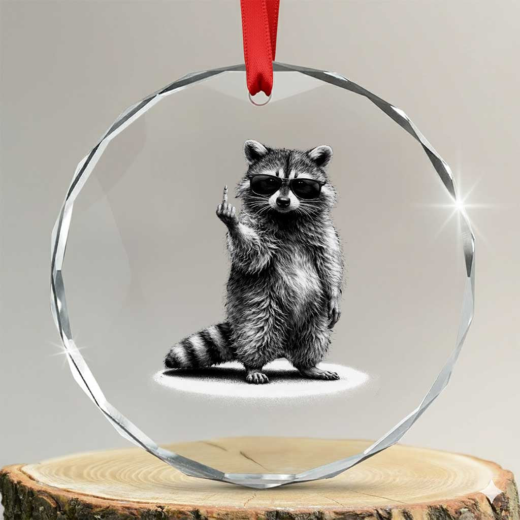 Raccoon Meme Crystal Glass Ornament Middle Finger Trash Panda Sarcastic Humor