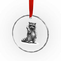 Raccoon Meme Crystal Glass Ornament Middle Finger Trash Panda Sarcastic Humor