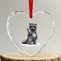 Raccoon Meme Heart Crystal Glass Ornament Middle Finger Trash Panda Sarcastic Humor
