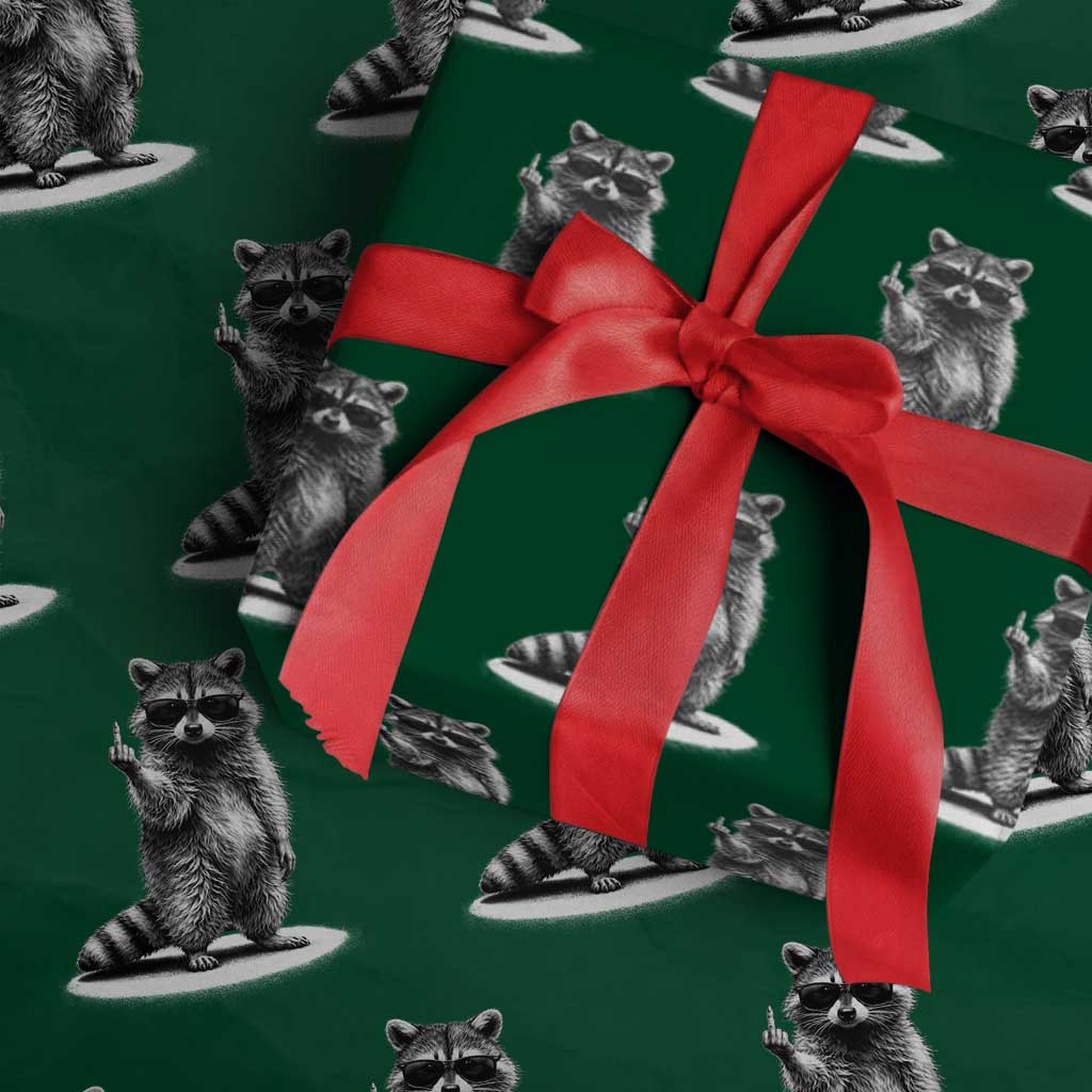 Raccoon Meme Wrapping Paper Roll Middle Finger Trash Panda Sarcastic Humor