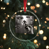 Raccoon Selfie With Bigfoot UFO Crystal Glass Ornament Funny Feral Lover Gifts - Wonder Print Shop