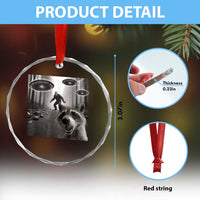 Raccoon Selfie With Bigfoot UFO Crystal Glass Ornament Funny Feral Lover Gifts - Wonder Print Shop