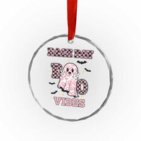 Race Car Halloween Crystal Glass Ornament Boo Checkered Coquette Bow TS14