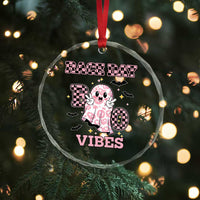 Race Car Halloween Crystal Glass Ornament Boo Checkered Coquette Bow TS14