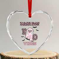 Race Car Halloween Heart Crystal Glass Ornament Boo Checkered Coquette Bow - Wonder Print Shop