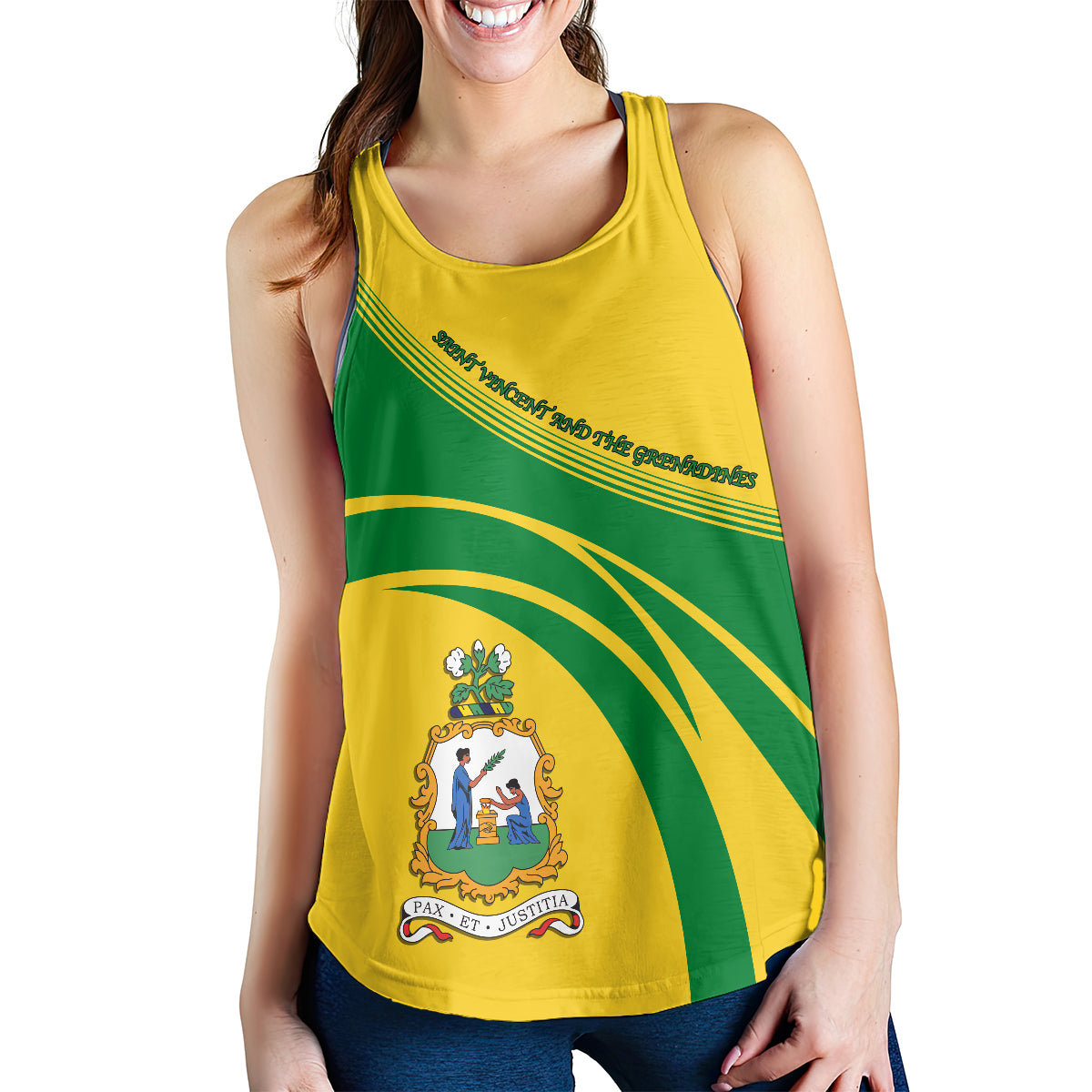 Saint Vincent and the Grenadines Coat Of Arms Women Tanktop Cricket RLT13