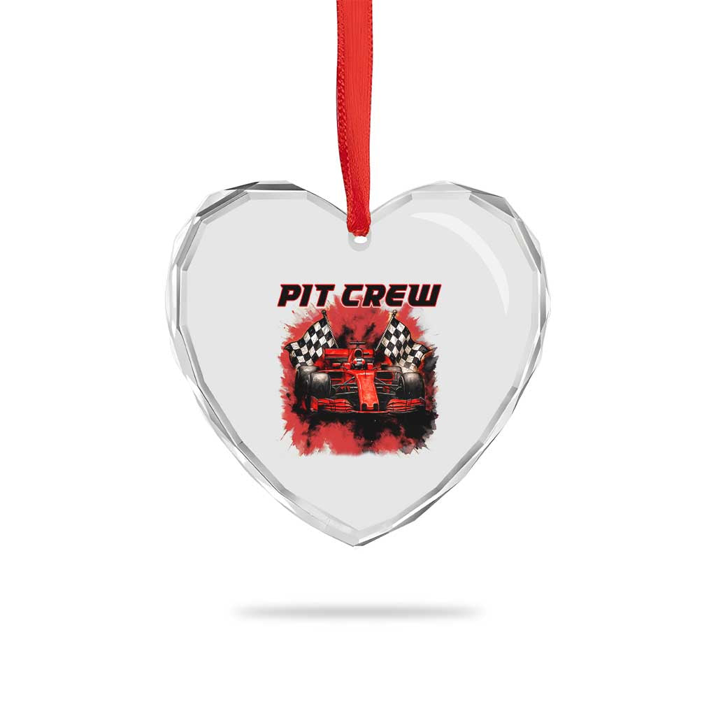 Racing Car Checkered Flag Heart Crystal Glass Ornament Pit Crew Race Car - Wonder Print Shop