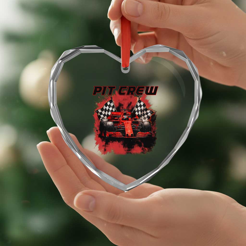 Racing Car Checkered Flag Heart Crystal Glass Ornament Pit Crew Race Car - Wonder Print Shop
