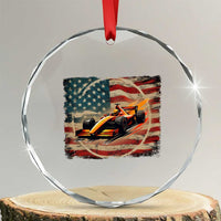 Racing Car Crystal Glass Ornament Patriotic American Flag Race TS14
