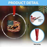 Racing Car Crystal Glass Ornament Patriotic American Flag Race TS14