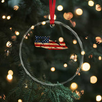 Racing Car Crystal Glass Ornament Retro Style Vintage American Flag TS10