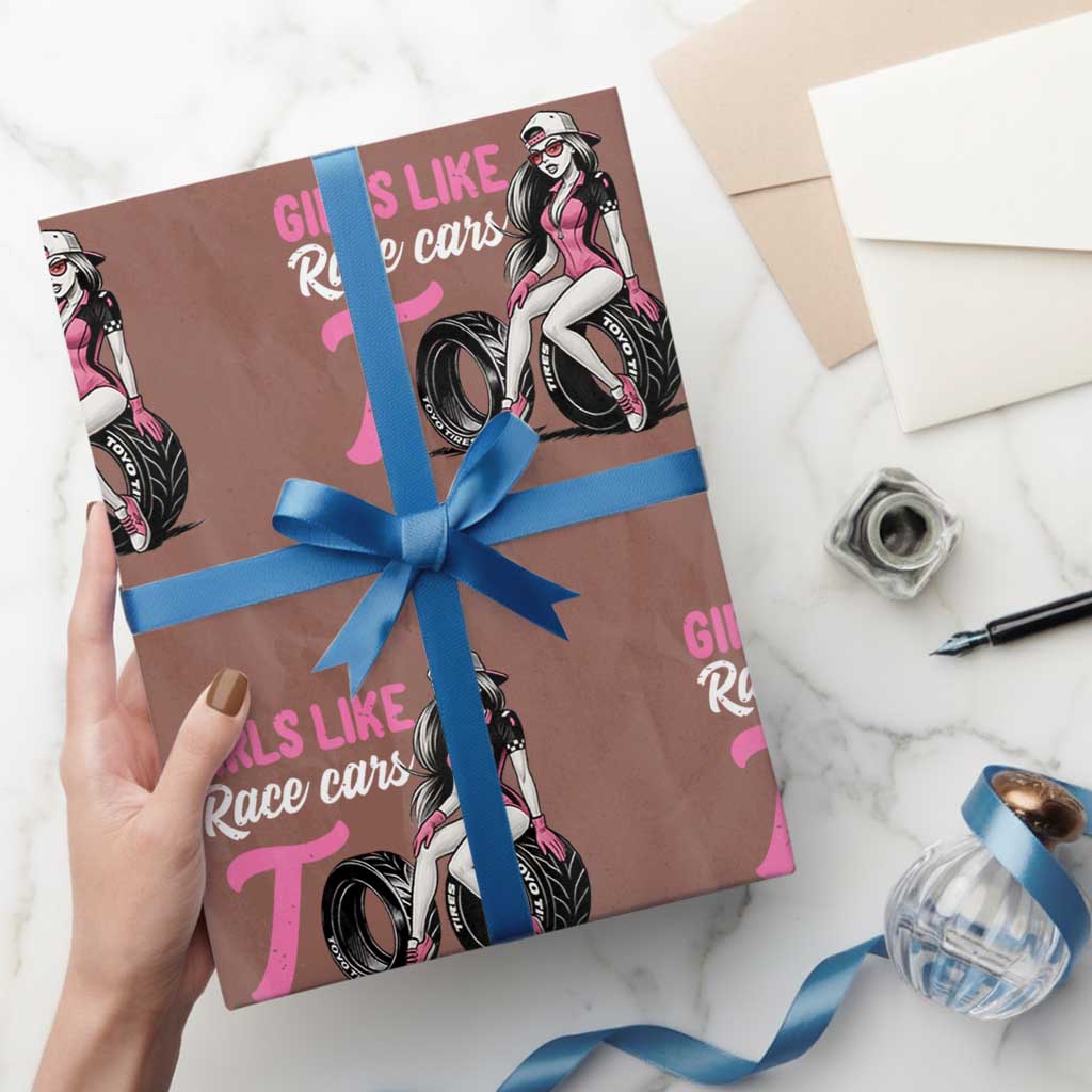 Racing Car Girl Wrapping Paper Roll Girls Like Race Cars Too - Wonder Print Shop