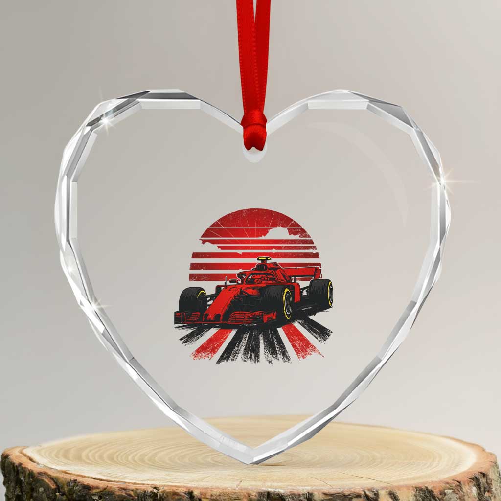 Racing Car Red Speed Motorsport Heart Crystal Glass Ornament - Wonder Print Shop