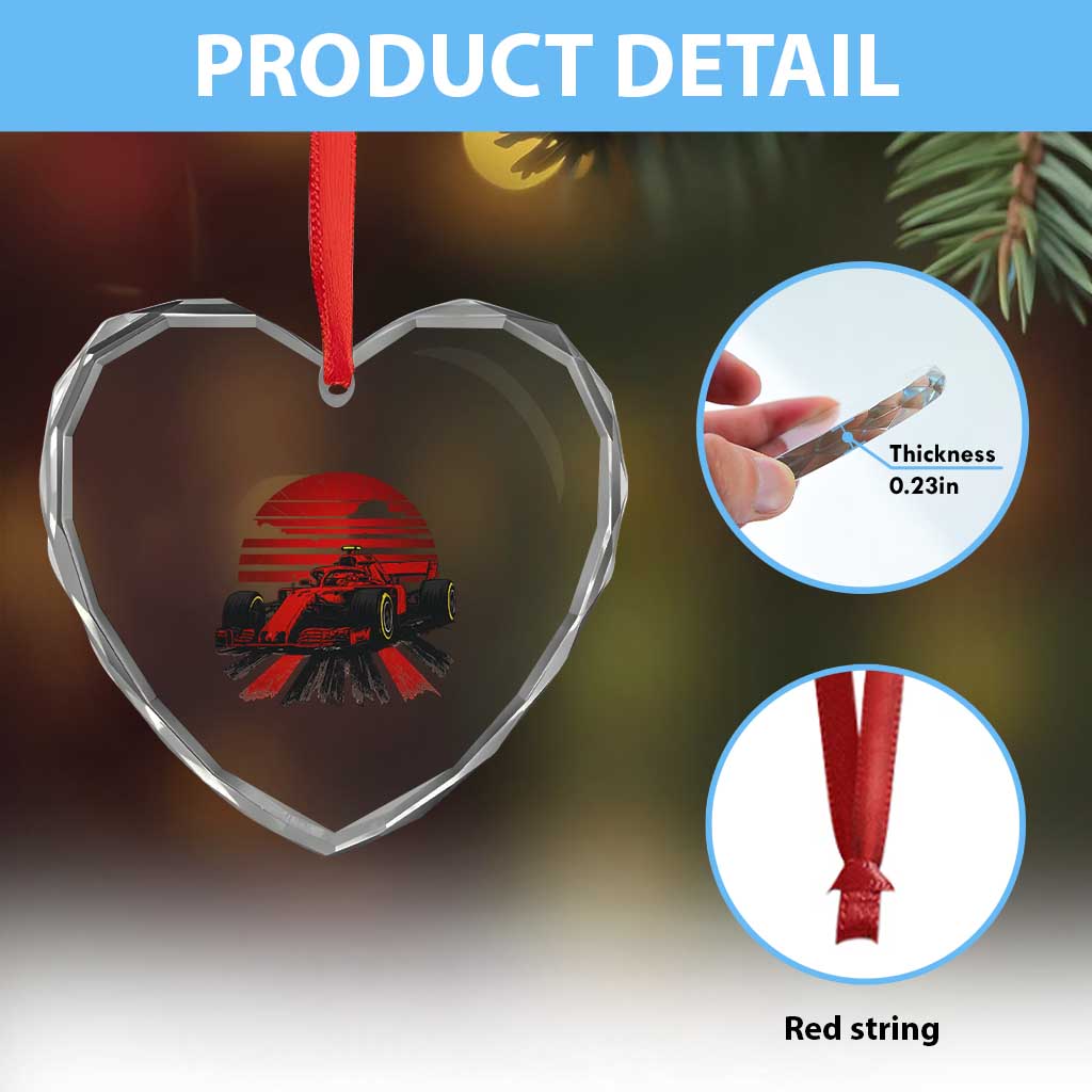 Racing Car Red Speed Motorsport Heart Crystal Glass Ornament - Wonder Print Shop
