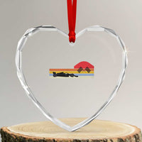 Racing Car Retro Style Vintage Heart Crystal Glass Ornament - Wonder Print Shop