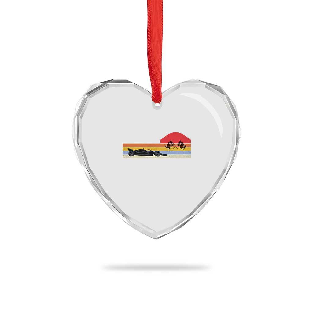 Racing Car Retro Style Vintage Heart Crystal Glass Ornament - Wonder Print Shop
