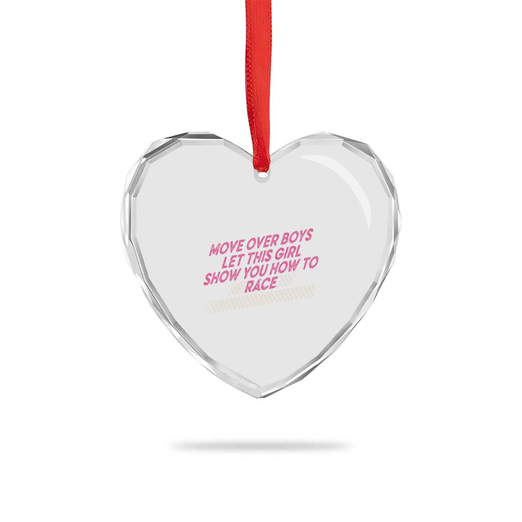 Racing Girl Heart Crystal Glass Ornament Move Over Boys Funny Quote - Wonder Print Shop