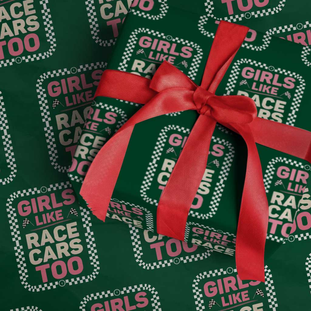 Racing Girl Wrapping Paper Roll Girls Like Race Cars Too - Wonder Print Shop