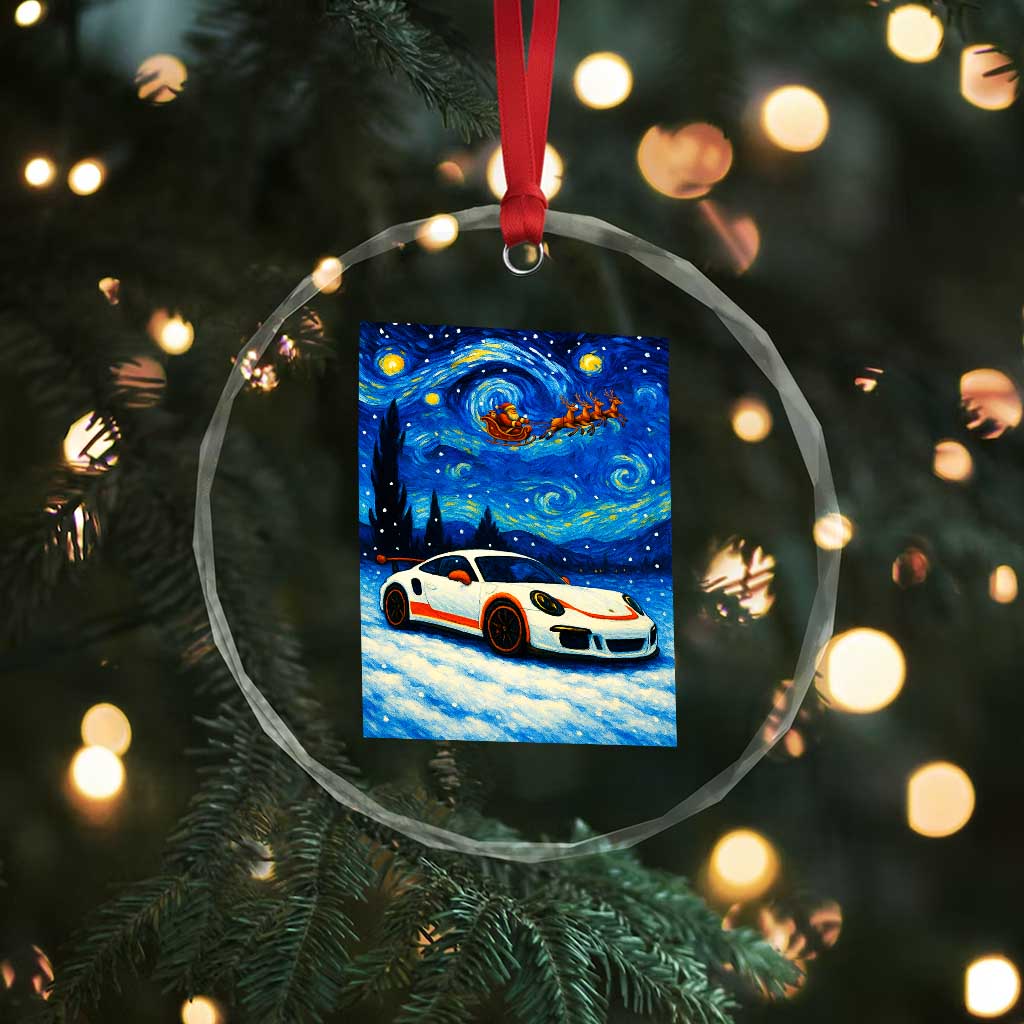 Racing Sports Car Crystal Glass Ornament Porsche 911 Starry Night Racing Silhouette TS14