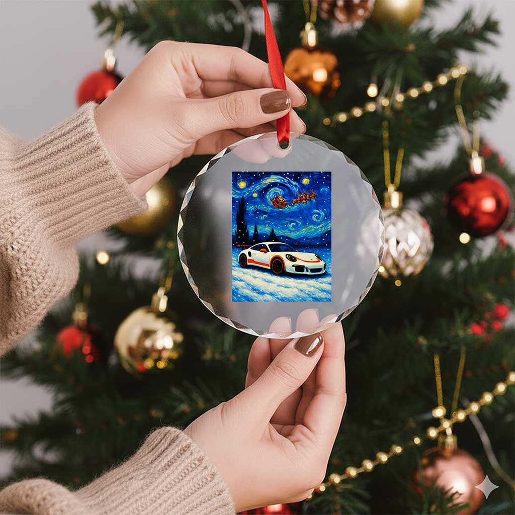Racing Sports Car Crystal Glass Ornament Porsche 911 Starry Night Racing Silhouette TS14