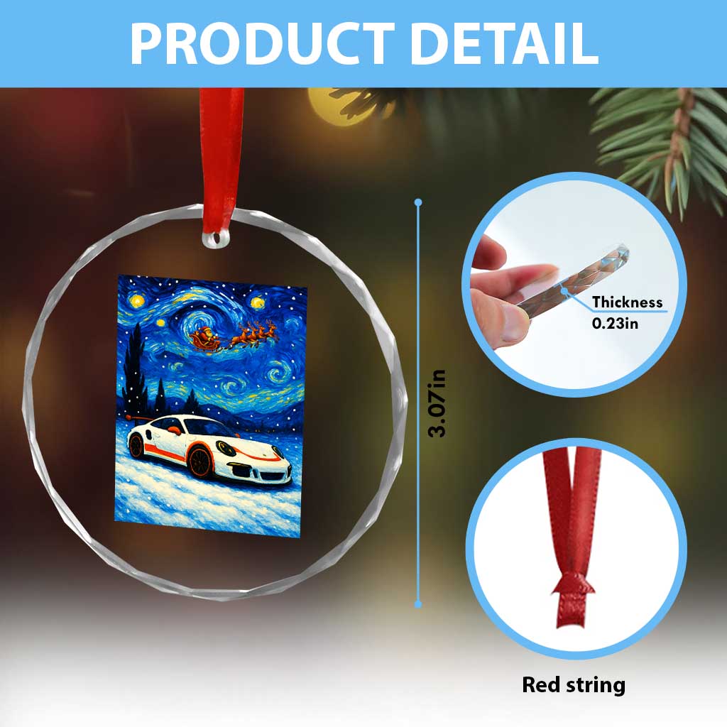 Racing Sports Car Crystal Glass Ornament Porsche 911 Starry Night Racing Silhouette TS14