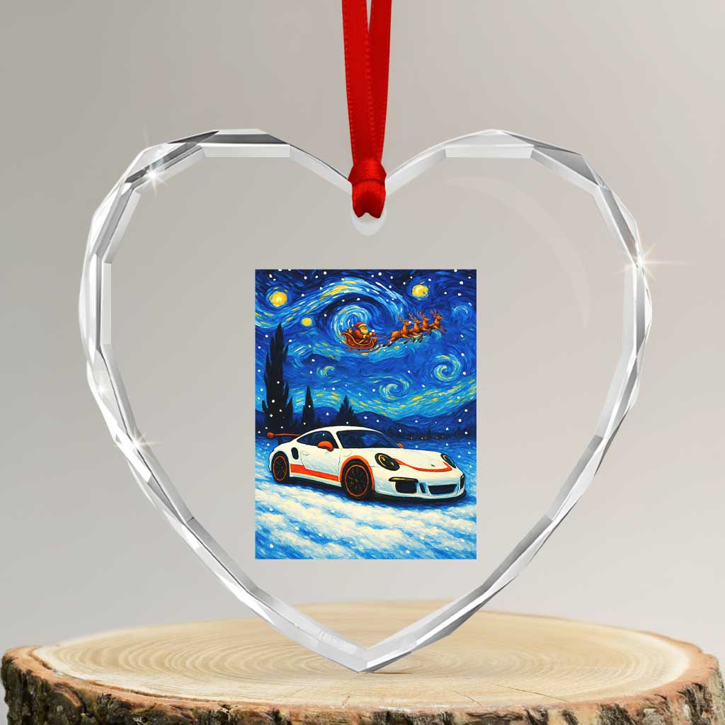 Racing Sports Car Heart Crystal Glass Ornament Porsche 911 Starry Night Racing Silhouette - Wonder Print Shop