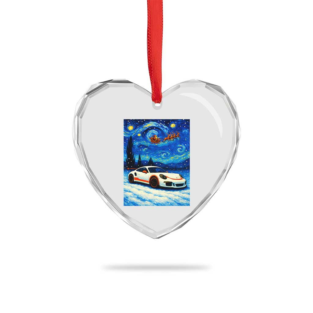 Racing Sports Car Heart Crystal Glass Ornament Porsche 911 Starry Night Racing Silhouette - Wonder Print Shop