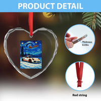 Racing Sports Car Heart Crystal Glass Ornament Porsche 911 Starry Night Racing Silhouette - Wonder Print Shop