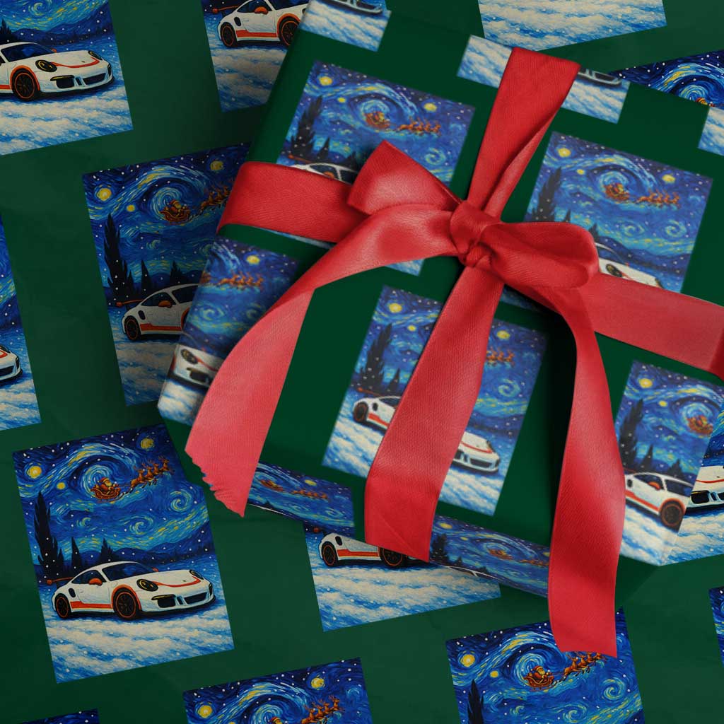 Racing Sports Car Wrapping Paper Roll Porsche 911 Starry Night Racing Silhouette - Wonder Print Shop