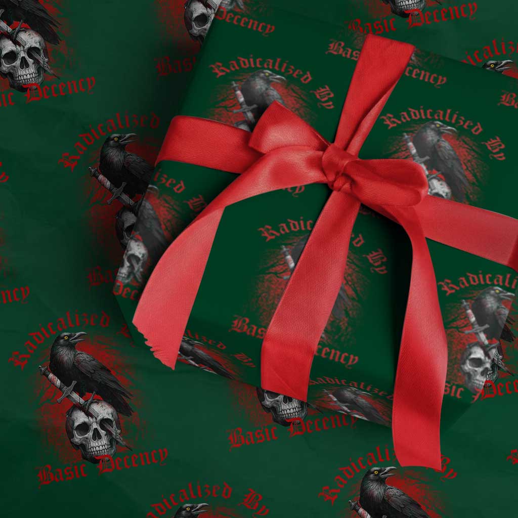 Radicalized By Basic Decency Wrapping Paper Roll Vintage Gothic Victorian Crow Skull - Wonder Print Shop