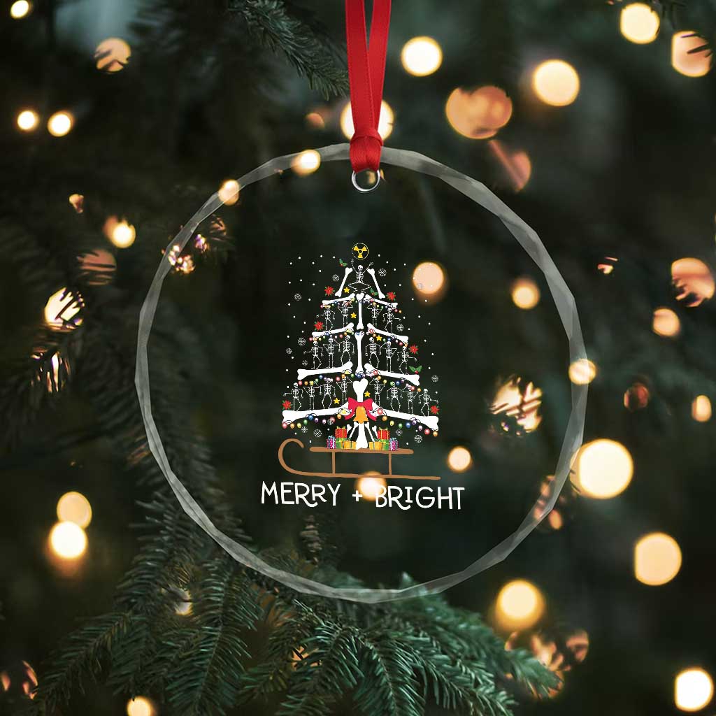 Radiology Crystal Glass Ornament Merry and Bright Dancing Skeleton Xmas Tree Rad Tech Gift TS10