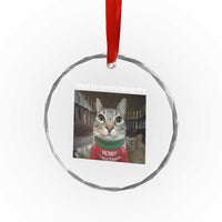 Rage Is Consuming Me Christmas Crystal Glass Ornament Funny Silly Staring Cat Meme Xmas Ugly Sweater - Wonder Print Shop