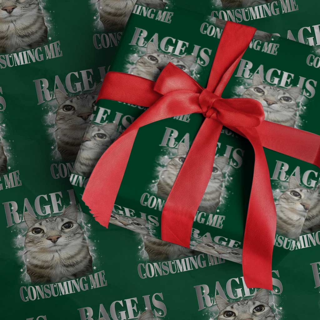 Rage Is Consuming Me Wrapping Paper Roll Funny Silly Cat Memes - Wonder Print Shop