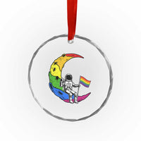 Rainbow Astronaut On The Moon LGBT Crystal Glass Ornament Spaceman Pride Month