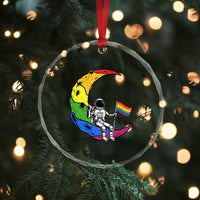 Rainbow Astronaut On The Moon LGBT Crystal Glass Ornament Spaceman Pride Month
