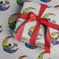 Rainbow Astronaut On The Moon LGBT Wrapping Paper Roll Spaceman Pride Month