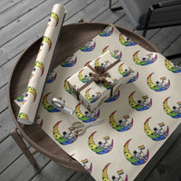 Rainbow Astronaut On The Moon LGBT Wrapping Paper Roll Spaceman Pride Month
