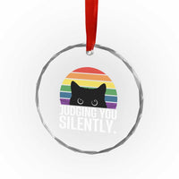 Rainbow Black Cat LGBT Pride Crystal Glass Ornament Judging You Silently