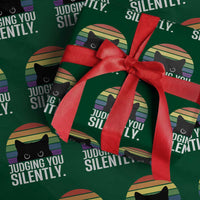 Rainbow Black Cat LGBT Pride Wrapping Paper Roll Judging You Silently