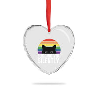 Rainbow Black Cat LGBT Pride Heart Crystal Glass Ornament Judging You Silently