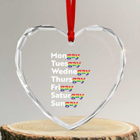 Rainbow Days Of The Week Mongay Tuesgay Heart Crystal Glass Ornament Funny LGBT Pride Month
