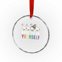 Rainbow Goose Dare to Be Yourself LGBTQ Pride Crystal Glass Ornament TS10