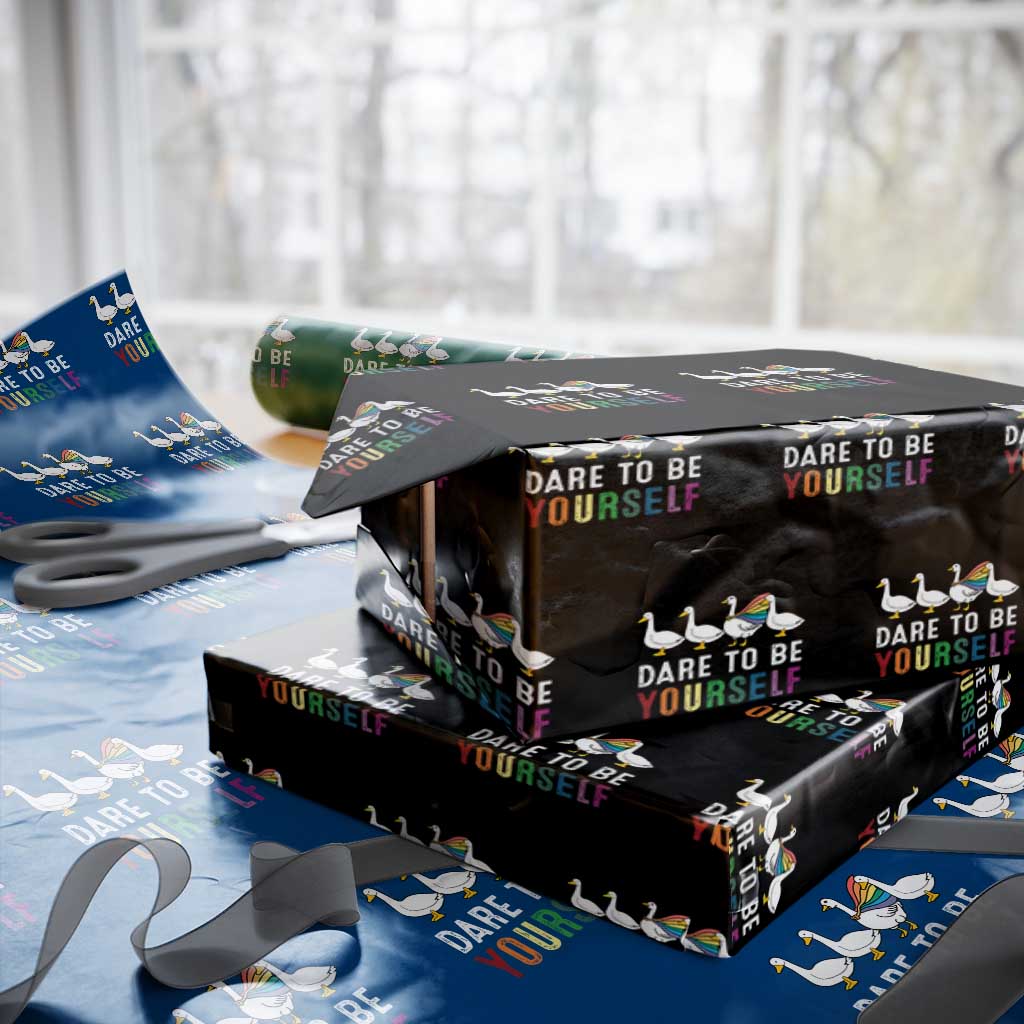 Rainbow Goose Dare to Be Yourself LGBTQ Pride Wrapping Paper Roll - Wonder Print Shop