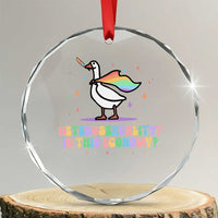 Rainbow Goose Heterosexuality in This Economy Crystal Glass Ornament LGBTQ Lesbian Pride - Wonder Print Shop