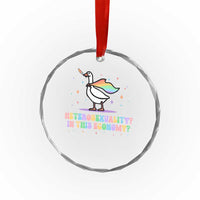 Rainbow Goose Heterosexuality in This Economy Crystal Glass Ornament LGBTQ Lesbian Pride - Wonder Print Shop
