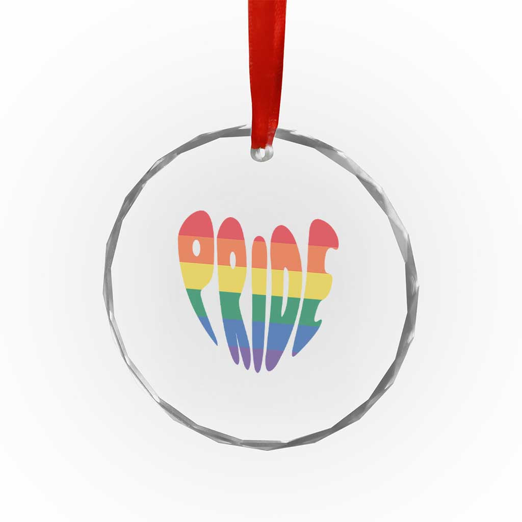 Rainbow Heart Pride Crystal Glass Ornament LGBTQ Support Graphic
