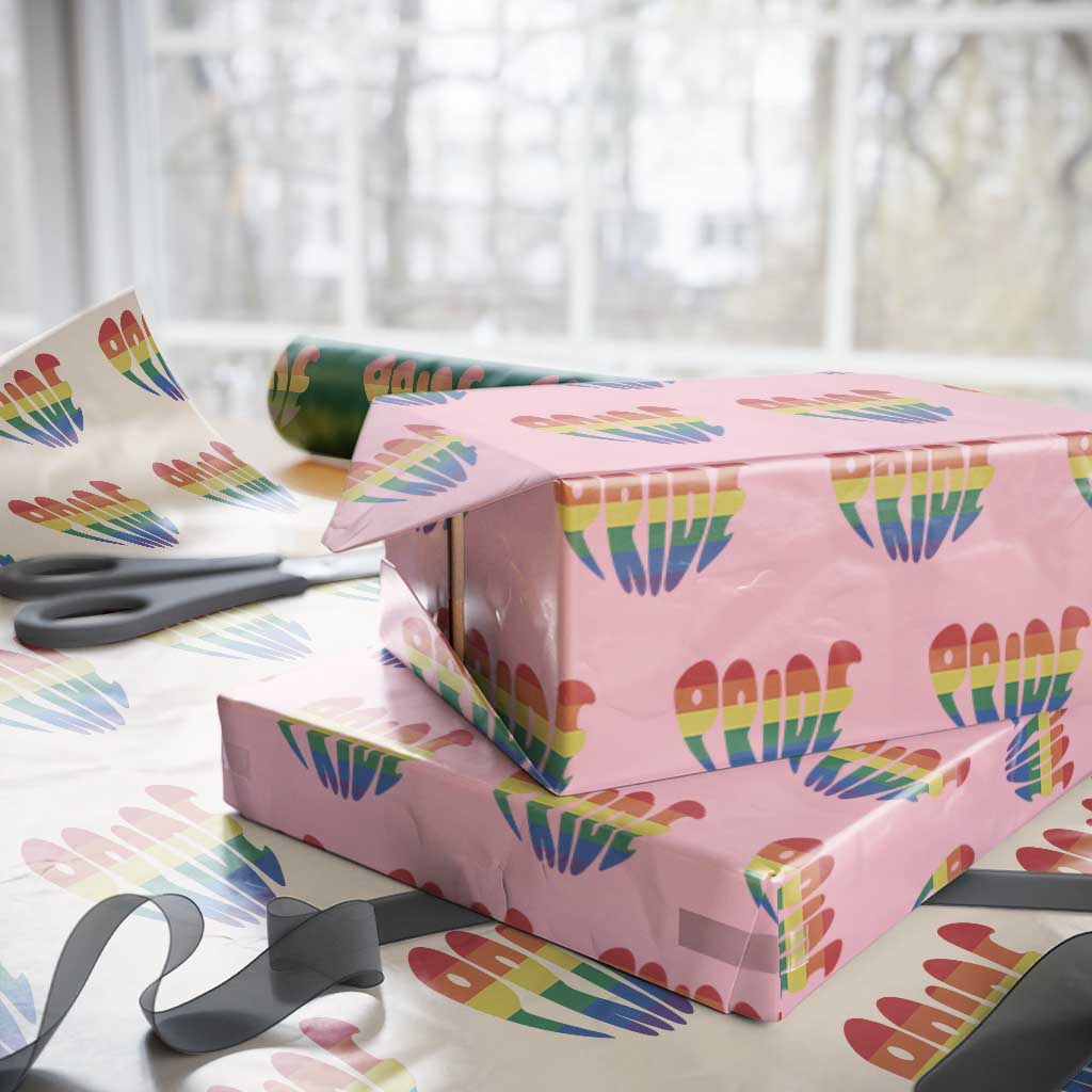 Rainbow Heart Pride Wrapping Paper Roll LGBTQ Support Graphic