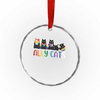 Rainbow Pride Ally Cats Crystal Glass Ornament LGBTQ Inclusion Cat Lover Gift