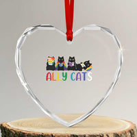 Rainbow Pride Ally Cats Heart Crystal Glass Ornament LGBTQ Inclusion Cat Lover Gift